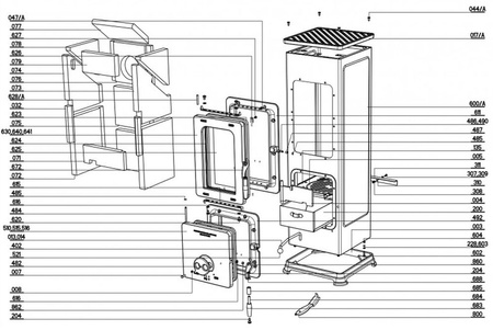 Piec wolnostojący 2,5-7,5kW na drewno i węgiel (kolor: biały, spaliny: tył) - spełnia anty-smogowy EkoProjekt 88881994
