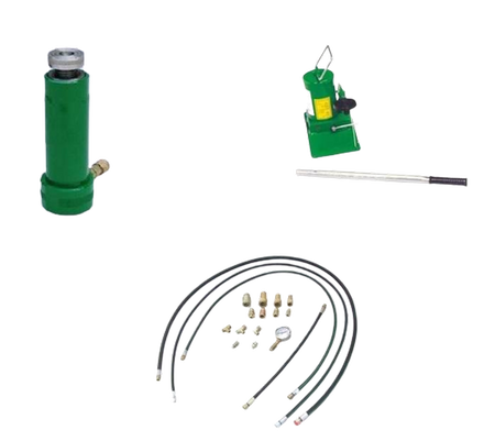 Siłownik hydrauliczny (wysokość podnoszenia min/max: 270/503mm, udźwig: 10T) + do wyboru: pompa hydrauliczna, przewód wysokociśnieniowy 1m, szybkozłącze 1/4’’, manometr 62781591