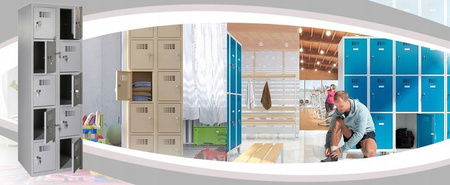 Szafa szafka 8 skrytkowa śniadaniowa socjalna, kolor: RAL7035 (jasnoszary) (wymiary: 1800x600x500 mm) 09276034