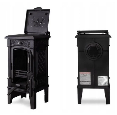 Piec koza żeliwny kominek kominkowy na nózkach, płyta do gotowania 6,6kW - spełnia anty-smogowy EkoProjekt 04482048