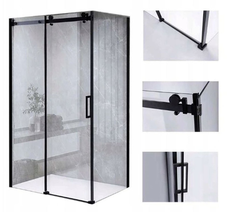 Kabina prysznicowa 110x80 szkło 8mm czarna 23178212