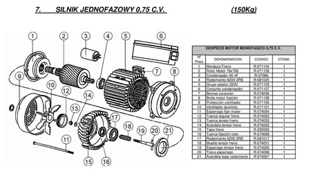 Wciągarka elektryczna linowa budowlana 100kg/15m + sterowanie ręczne 1,5m - do wyboru ramię, maszt, podpory, uchwyt rusztowania (udźwig: 100 kg) 08179949