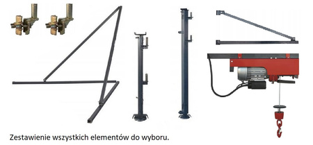Wciągarka elektryczna linowa budowlana 150kg/30m - do wyboru ramię, maszt, podpory, uchwyt rusztowania 08179948