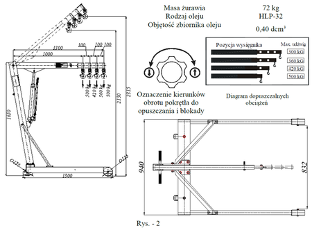 Żuraw hydrauliczny ręczny, paletowy (udźwig: od 270 do 500kg) 5877831