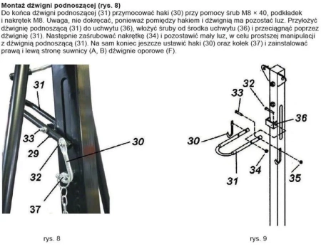  Suwnica bramowa mobilna 2000 kg – ręczna z wózkiem i wciągarką łańcuchową, wysokość 2400–3600 mm