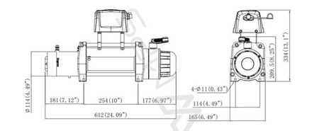 Wyciągarka KingOne ORCA 9,0 [4082kg] 12V (lina stalowa: 9,5 mm 27 metrów) 81877724