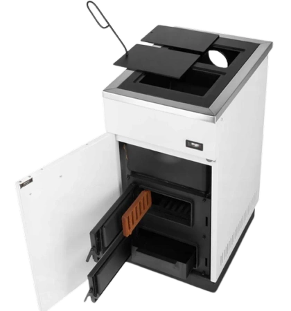 Kuchnia węglowa piec kominek z płaszczem wodnym CO 10-12kW (kolor: biały, średnica wylotu spalin: 120 mm) - spełnia anty-smogowy EkoProjekt 99681704