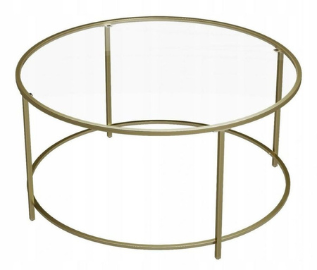 Stolik złoty okrągły Ława złota rama szkło hartowane (szerokość: 84 cm) 24378389
