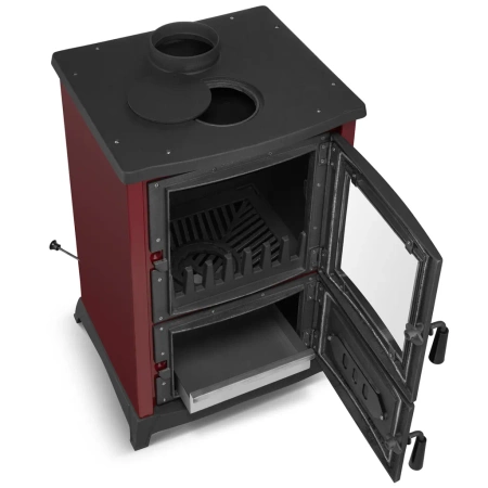 Piec kominek koza żeliwny z płytą grzewczą fajerką bordowy 6,5-8,5kW na drewno (średnica wylotu spalin: 130mm) - spełnia anty-smogowy EkoProjekt 99683063