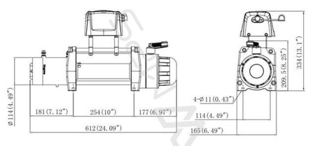 Wyciągarka KingOne ORCA 11.0 [4990kg] z liną syntetyczną 12V (lina: 10mm 28m czerwona 10400kg +hak) 81877872