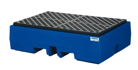 Wanna wychwytowa z polietylenu (PE) na 2 beczki, z kratą z PE, 900 x 1300 x 375 72279196