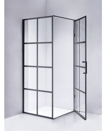 Kabina prysznicowa kwadratowa kratka czarna 80x80 23178191