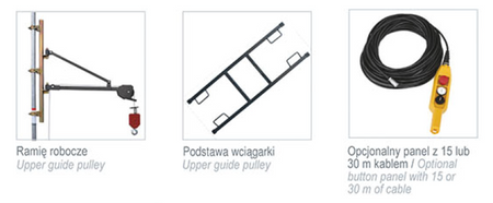 Napęd wciągarki przykręcana 500/30m + szyna H - do wyboru sterowanie ręczne, lina, ramię robocze z masztem 08179943