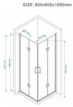 Kabina prysznicowa 80x80  black składana 6mm 23178210