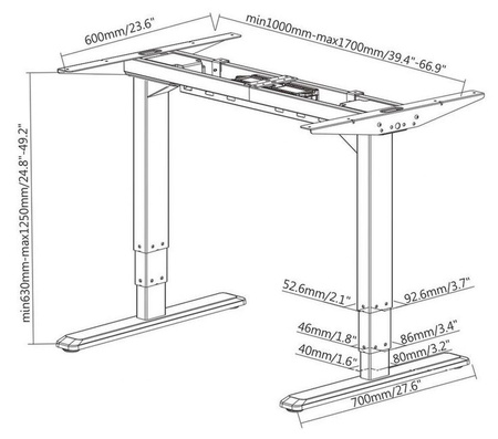 Biurko elektryczne komputerowe Regulacja wysokości (regulowana wysokość: 63 do 125 cm) 17276577