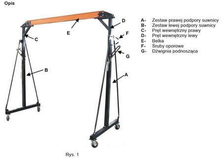 Wyciągarka uciągu pionowego w zestawie z wózkiem 230V (udźwig: 500/990 kg, wysokość podnoszenia: 12m / 6m) + do wyboru suwnica 55982891