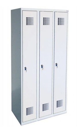 Szafka ubraniowa 3 komory, kolor: RAL7035 (jasnoszary) (wymiary: 1800x900x500 mm) 09276448