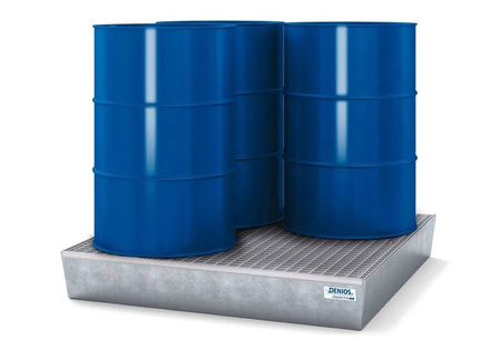 Wanna wychwytowa ze stali na 4 beczki, cynkowana, z kratą, 1236 x 1210 x 190 72279253