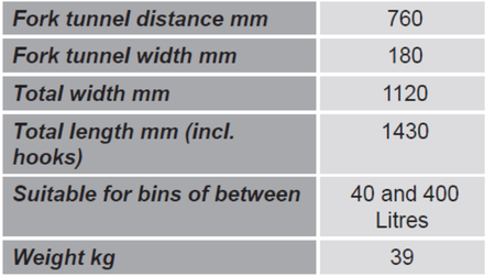 Uchwyt do opróżniania koszy na śmieci GermanTech (pojemniki od 40 do 400 L) 99724731