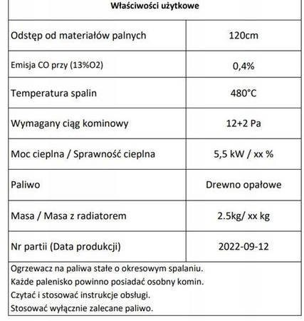 Techlive Piec stalowy wolnostojący szamotowy 7 cegieł 5,5kW na drewno - spełnia anty-smogowy EkoProjekt 65880516