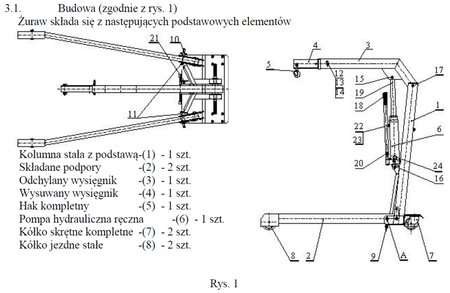 Żuraw hydrauliczny ręczny (udźwig: od 500 do 1000kg) 5877828