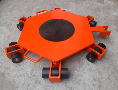 Wózek rotacyjny bez płyty obrotowej do transportu maszyn, urządzeń i sprzętu (rolki: 18x poliamidowe toczone, nośność: 6 ton) 50279755