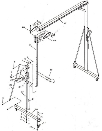 Wyciągarka uciągu pionowego w zestawie z wózkiem 230V (udźwig: 500/990 kg, wysokość podnoszenia: 12m / 6m) + do wyboru suwnica 55982891