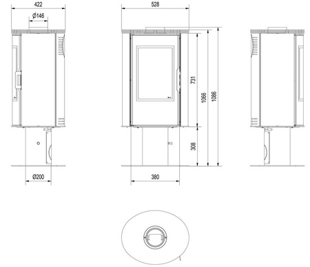 Piec wolnostojący koza 8kW KOZA AB GLASS (czarny) - spełnia anty-smogowy EkoProjekt 30071237