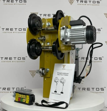Wciągarka elektryczna linowa z wózkiem elektrycznym i pilotem bezprzewodowym TRETOS Force 500/990kg, 20m (TR-99020)