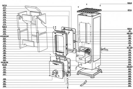 Piec wolnostojący 2,5-7,5kW na drewno i węgiel - do wyboru: kolory pieca (spaliny: tył) - spełnia anty-smogowy EkoProjekt 88869078