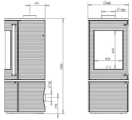 Piec wolnostojący 7kW Altara + dolot powietrza (wylot spalin: góra, kolor: antracyt)- spełnia anty-smogowy EkoProjekt 86865682