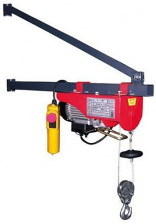 Wciągarka elektryczna linowa budowlana 100kg/15m + sterowanie ręczne 1,5m - do wyboru ramię, maszt, podpory, uchwyt rusztowania (udźwig: 100 kg) 08179949