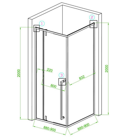 Kabina prysznicowa czarna kwadratowa 90x90 szkło 6mm 23178198
