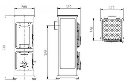 Piec wolnostojący 2,5-7,5kW na drewno i węgiel - do wyboru: kolory pieca (spaliny: tył) - spełnia anty-smogowy EkoProjekt 88869078