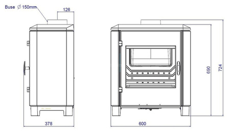 Piec wolnostojący 8kW Carolo z dolotem powietrza (kolor: antracyt) - spełnia anty-smogowy EkoProjekt 86876391