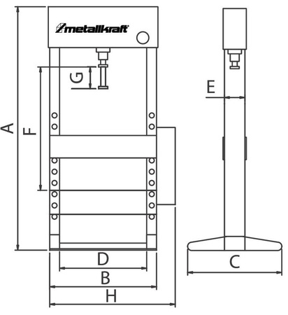 Warsztatowa prasa hydrauliczna Metallkraft (moc: 50 T) 32269382