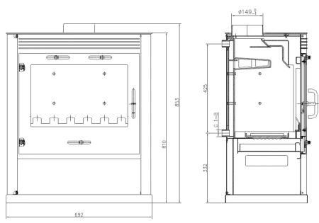 Piec piecyk kominek na drewno 13kW z płaszczem wodnym (kolor: czerwony) - spełnia anty-smogowy EkoProjekt 48283341
