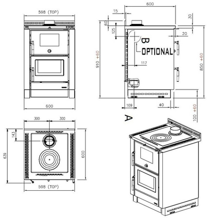 Kuchnia z piekarnikiem, angielka 7,4kW bez płaszcza wodnego (piekarnik, kolor: inox) - spełnia anty-smogowy EkoProjekt 88872744