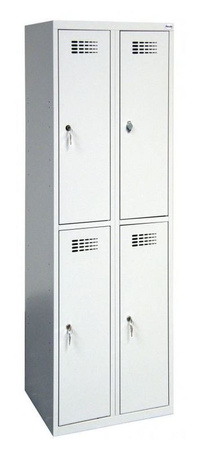 Szafa szafka bhp socjalna ubraniowa 4 komory, kolor: RAL7035 (jasnoszary) (wymiary: 1800x600x500 mm) 09276044