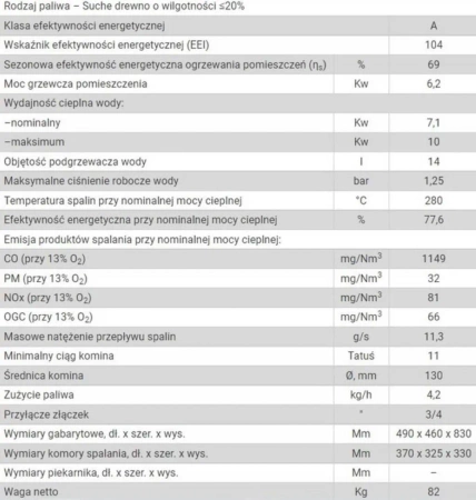 Piec stalowy wolnostojący z płaszczem wodnym 6+7,1=13,1 kW - spełnia anty-smogowy EkoProjekt 04482074