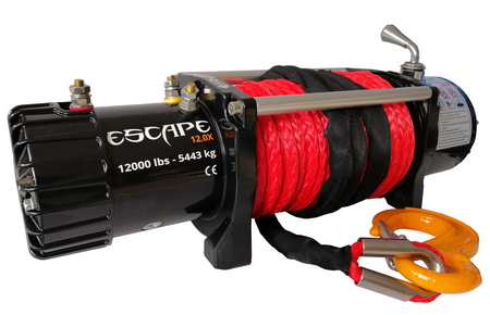 Wyciągarka Escape 12000 lbs 12.0x [5443kg] z liną syntetyczną 12V (lina: 10mm 28m czerwona 10400kg +hak) 8188001
