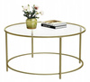 Stolik złoty okrągły Ława złota rama szkło hartowane (szerokość: 84 cm) 24378389