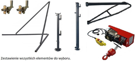 Wciągarka 200kg/30m elektryczna linowa budowlana - do wyboru ramię, maszt, podpory, uchwyt rusztowania 08179931