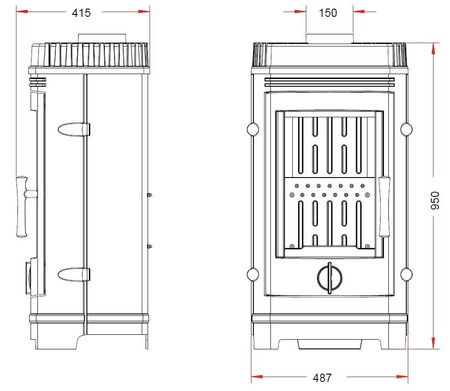 Piec wolnostojący 10kW Cassine (górna średnica wylotu spalin: 150mm, kolor: antracyt) spełnia anty-smogowy EkoProjekt 86854943