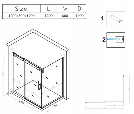 Kabina prysznicowa 120x80 jakość mocna szkło 8mm 23178205