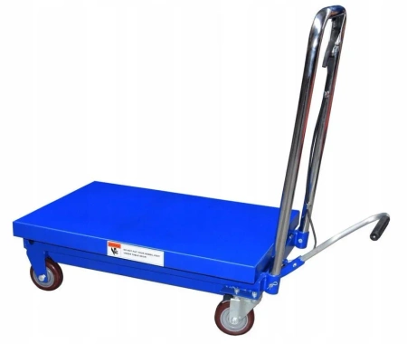 Wózek paletowy nożycowy platformowy 250 kg – solidność i wszechstronność, wymiary platformy: 45x69 cm, wysokość podnoszenia: 22-73 cm