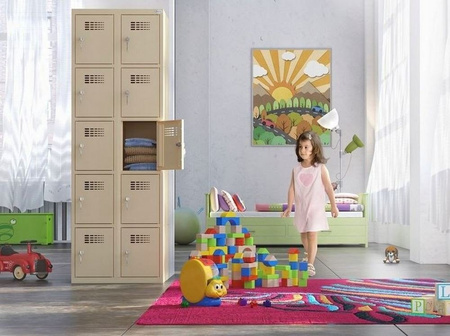 Szafa szafka 8 skrytkowa śniadaniowa socjalna, kolor: RAL7035 (jasnoszary) (wymiary: 1800x600x500 mm) 09276034