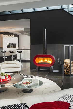 Piec wolnostojący 10kW Fifty Arche (wylot spalin: 150mm, kolor: emalia czerwona) - spełnia anty-smogowy EkoProjekt 86868884