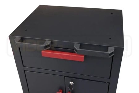 Szafka warsztatowa z ruchomym stołem i szafkami jezdnymi, szafa, regał (wymiary: 2070x472x1925 mm) 80183073