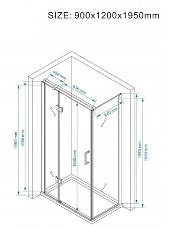 Kabina prysznicowa 120x90 szkło uchylna 23178215